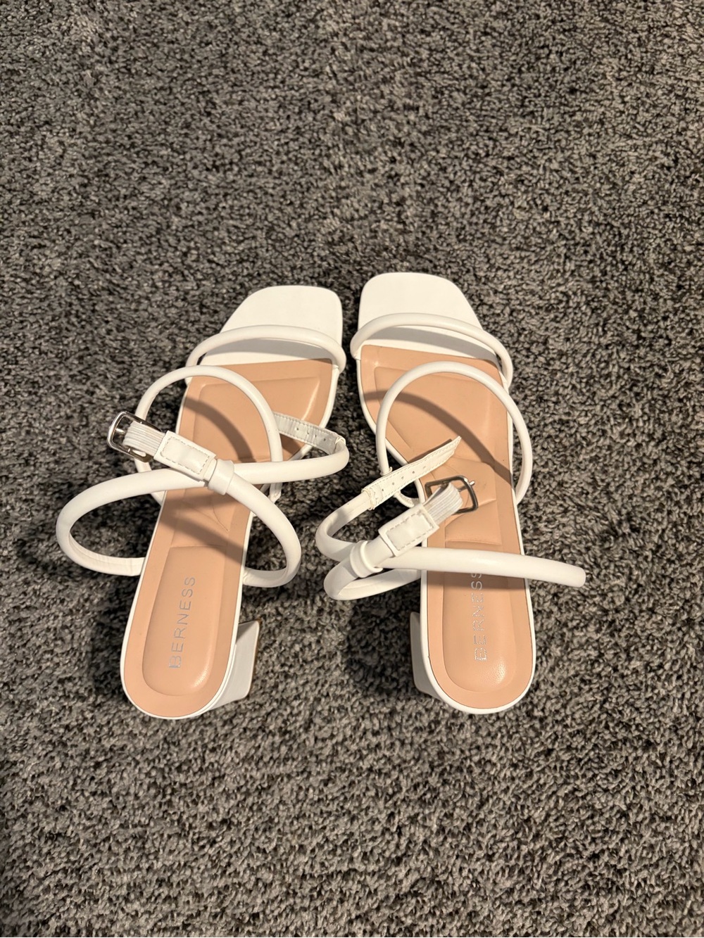 White Strappy Block Heel Sandals